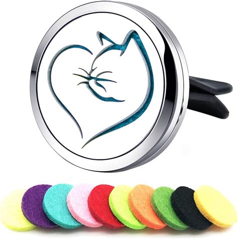 Soqojo Love Kitty Car Diffuser Vent Clips Car Air Fresheners Stainless Steel Locket