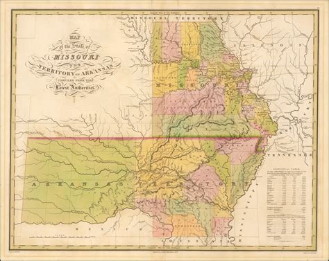 Map Of The State Of Missouri And Territory Of Arkansas Complied From