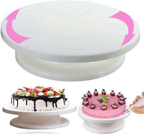 Worqoid Plastic Round 360 Rotating Revolving Cake Turntable Decorating