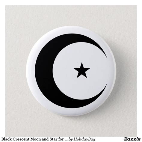 Black Crescent Moon And Star For Ramadan Pinback Button Buttons
