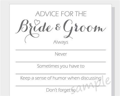 Free Printable Pdf Advice For The Bride Printable Templates