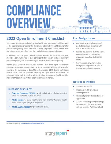 2022 Open Enrollment Checklist102410241 Stone Tapert
