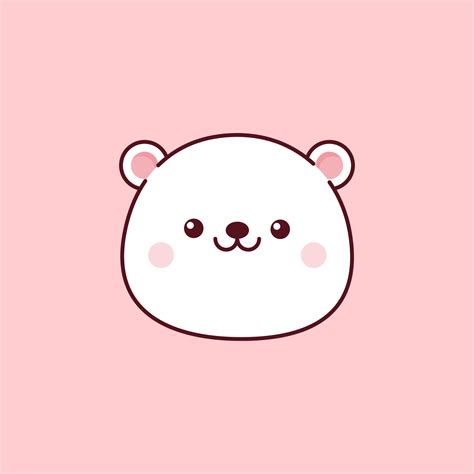 Kawaii Polar Bear Head On Pink Background 22692326 Vector Art At Vecteezy