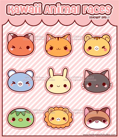 Kawaii Animal Face Stickers By Mooglegurl On Deviantart