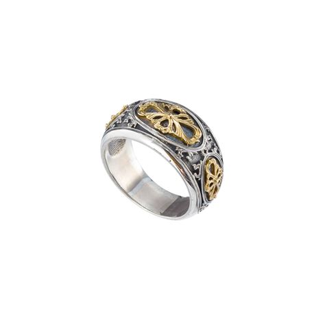 Garden Shadows Band Ring In 18k Gold And Sterling Silver Gerochristo
