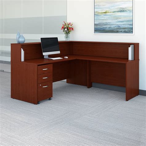 Bush Business Furniture Series C 72 L Shaped Reception Desk In Mahogany Src003masu