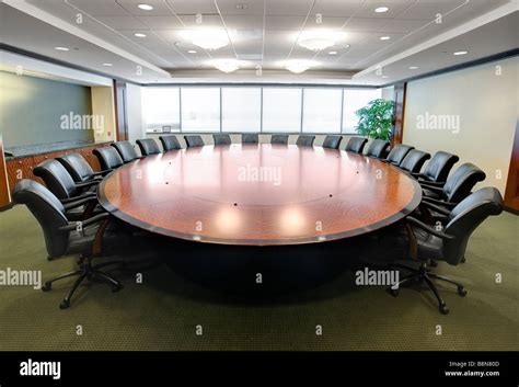 Round Boardroom Conference Room Table Stock Photo Royalty Free Image