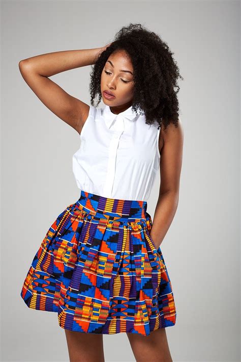 Kente African Print Mini Skirt Aleena Laviye African Fashion