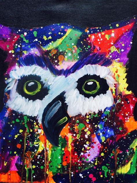 Abstract Owl Print 8x10 Rainbow Owl Painting Print Cute Owl Etsy