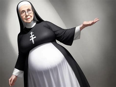 Best Ai Photo Pregnant Elderly Nun With Large Belly