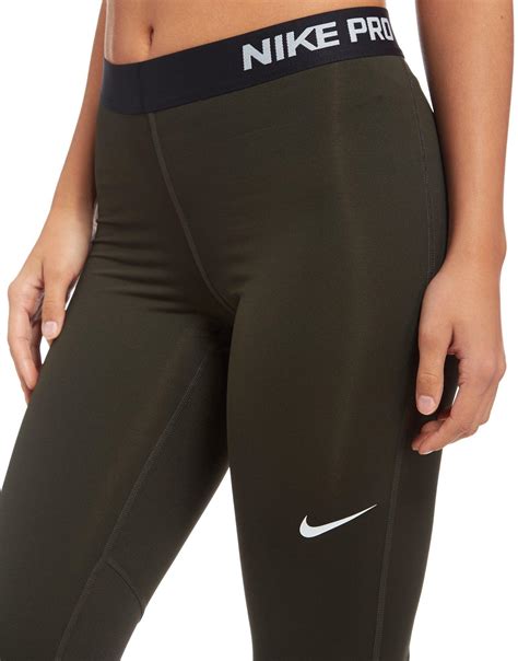 Nike Synthetic Pro Tight Leggings In Khakigreen Green Lyst