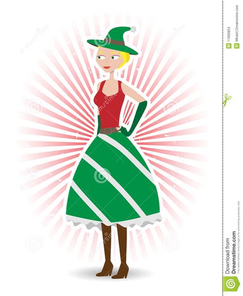 Saucy Christmas Elf Standing Vector Illustration Stock Vector