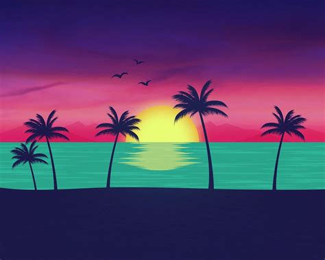 Retro Sunset Desktop Wallpapers Wallpaper Cave