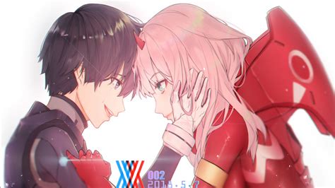 It is very popular to decorate the background of mac, windows. darling in the franxx pink hair zero two black hair hiro with white background 4k hd anime ...