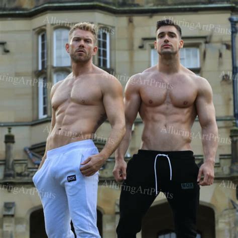 Male Models Print Muscular Handsome Beefcake Shirtless Hunk Hot Men Duo