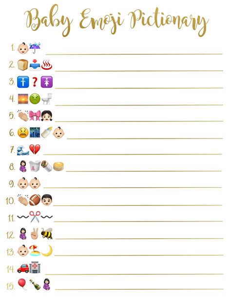 Simple Emoji Pictionary Baby Shower Game Printable Free Printable