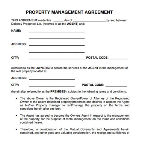 9 Sample Property Management Agreement Templates To Download Sample