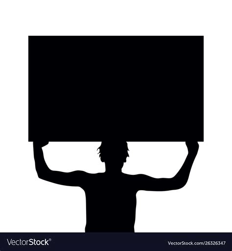 Man Silhouette Holding Protest Sign Royalty Free Vector