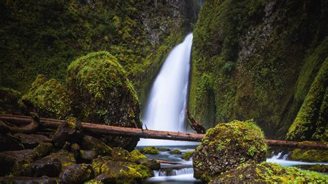 Download Wallpaper 2560x1440 Waterfall Stones Moss Current River