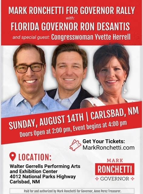 Florida Gov Ron Desantis To Headline Mark Ronchetti For New Mexico Governor Rally Sunday In