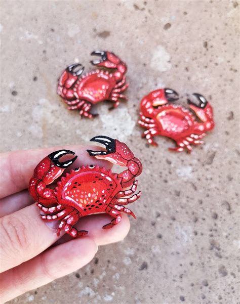 Wooden Red Crab Pin Crab Pin Sea Lovers T Sea Etsy