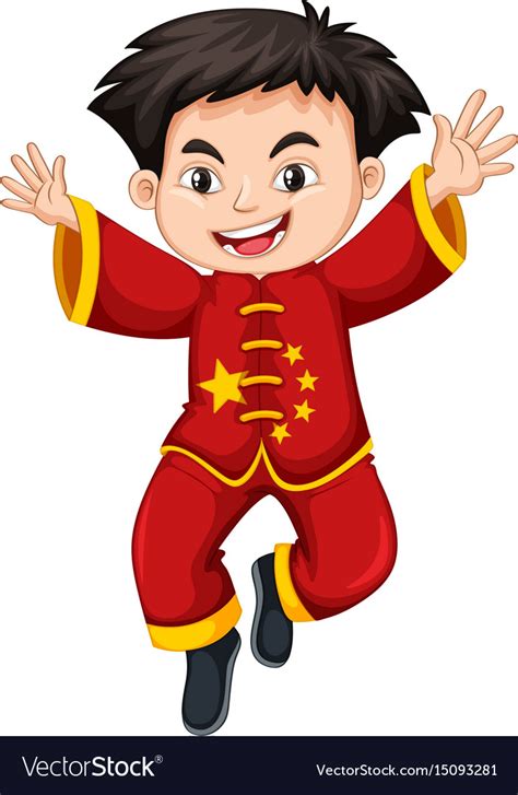 Chinese Boy In Traditional Costume Royalty Free Vector Image