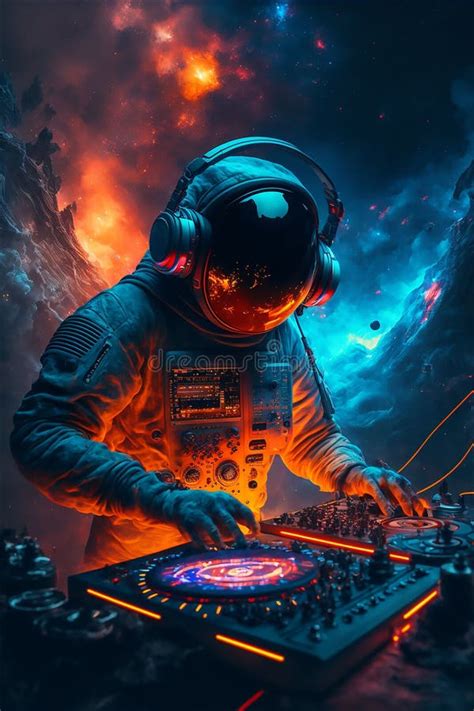 Ai Generated Illustration Of The Astronaut Dj With Turntable In The