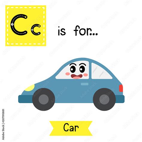 Letter C Cute Children Colorful Transportations Abc Alphabet Tracing