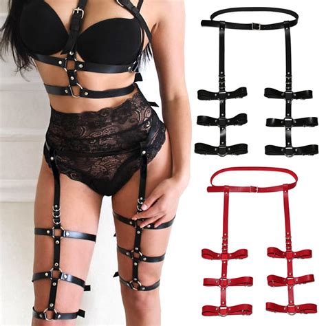 sexy woman harness garter body bondage strap belt stockings lingerie seks leather bdsm waist to