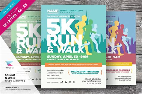 5k Run And Walk Flyer And Poster Flyer Templates Creative Market