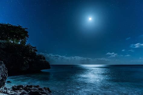 hd wallpaper beach blue caribbean island landscape moon moonlight wallpaper flare