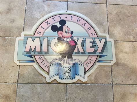 Disney 60th Anniversary Double Sided Handing Sign Poster Rare Mickey