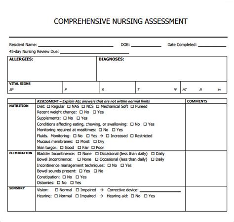 Free 6 Sample Nursing Assessments In Pdf