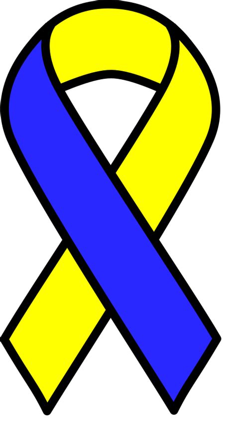 Vector flat blue and yellow awareness ribbon with pin. SVGs for Geeks!