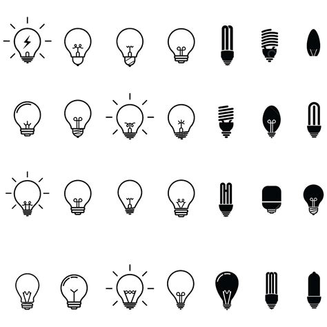 Lightbulbs Icon Set Bulb Symbol Illustration Design Collection Light