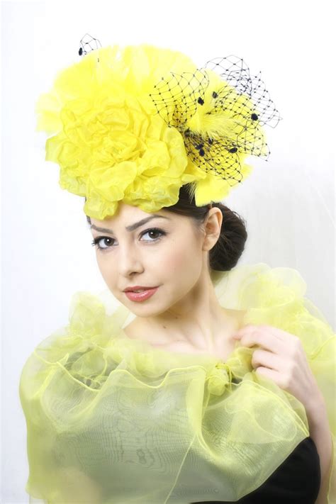 kentucky derby fascinator royal ascot hat couture hat wedding headpiece yellow fascinator