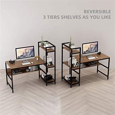 Computer Desk With 4 Storage Shelves Writing Study Desk With