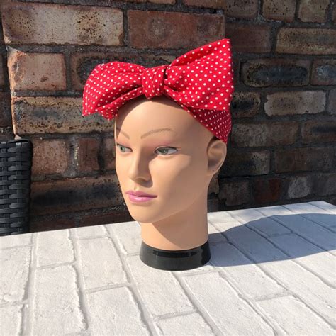 Red Polka Dot Headband Retro Hairband Fifties Style Etsy