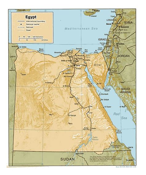 Detailed Political Map Of Egypt With Relief Roads Railroads And Major