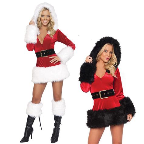 Sexy Adult Santa Costume Adult Mrs Claus Outfit Womens Christmas Fancy Dress Cosplay Hat Bs143