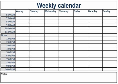 Printable Calendar With Time Slots Weekly Calendar Printable