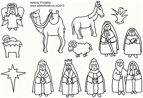 Cut Out Nativity Scene Coloring Page Sketch Coloring Page