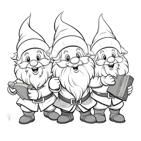 The Dwarfs Are Singing Christmas Carols Coloring Book Page For Kids