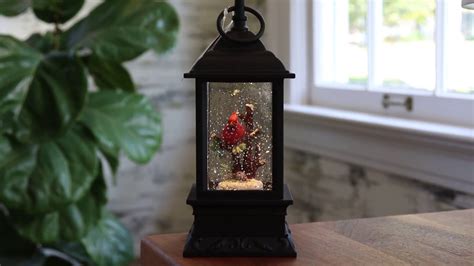 Lighted Cardinal Glitter Snow Globe Water Lantern Battery Operated
