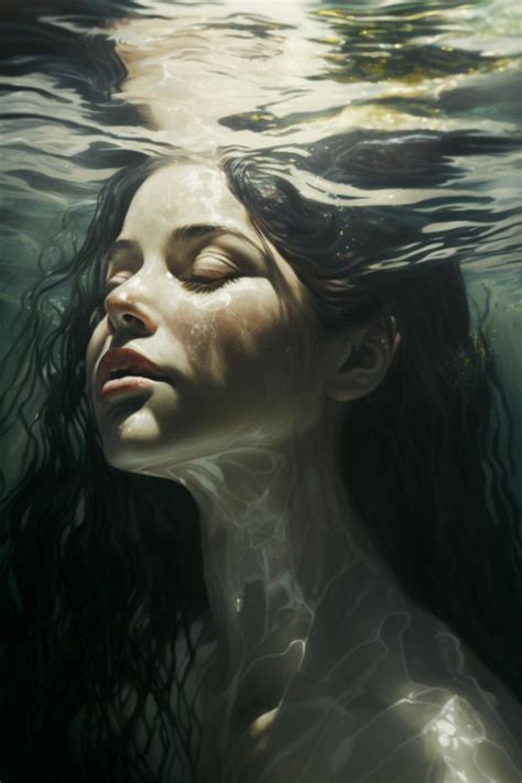 Human Painting Art Painting Acrylic Low Key Portraits Underwater Portrait Nude Artwork
