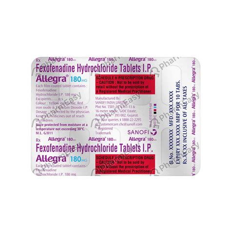 Allegra 180mg Tab Uses Side Effects Dosage Composition And Price
