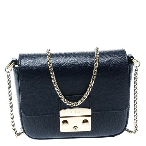 Furla Blue Leather Mini Metropolis Crossbody Bag Furla Tlc