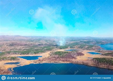 Forest Fire In The Forest In The Taiga Editorial Photo Image Of