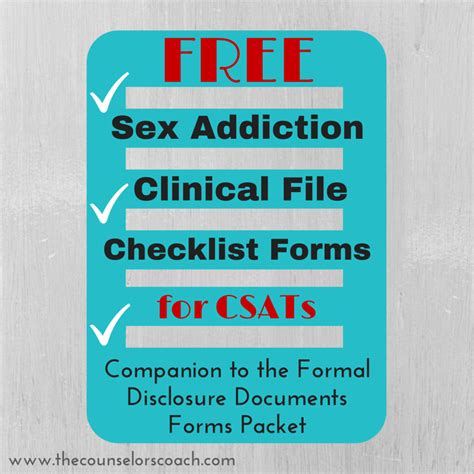 Free Sex Addict Client File Checklist — The Counselors Coach