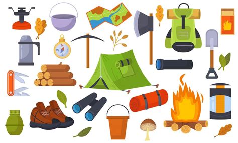 Outing Equipment For Hiking Trips Summer Travel And Camp Adventure